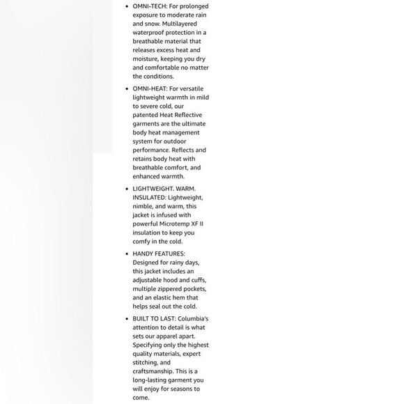 NWT Columbia Oso Mountain insulated jacket. Small - Picture 8 of 8